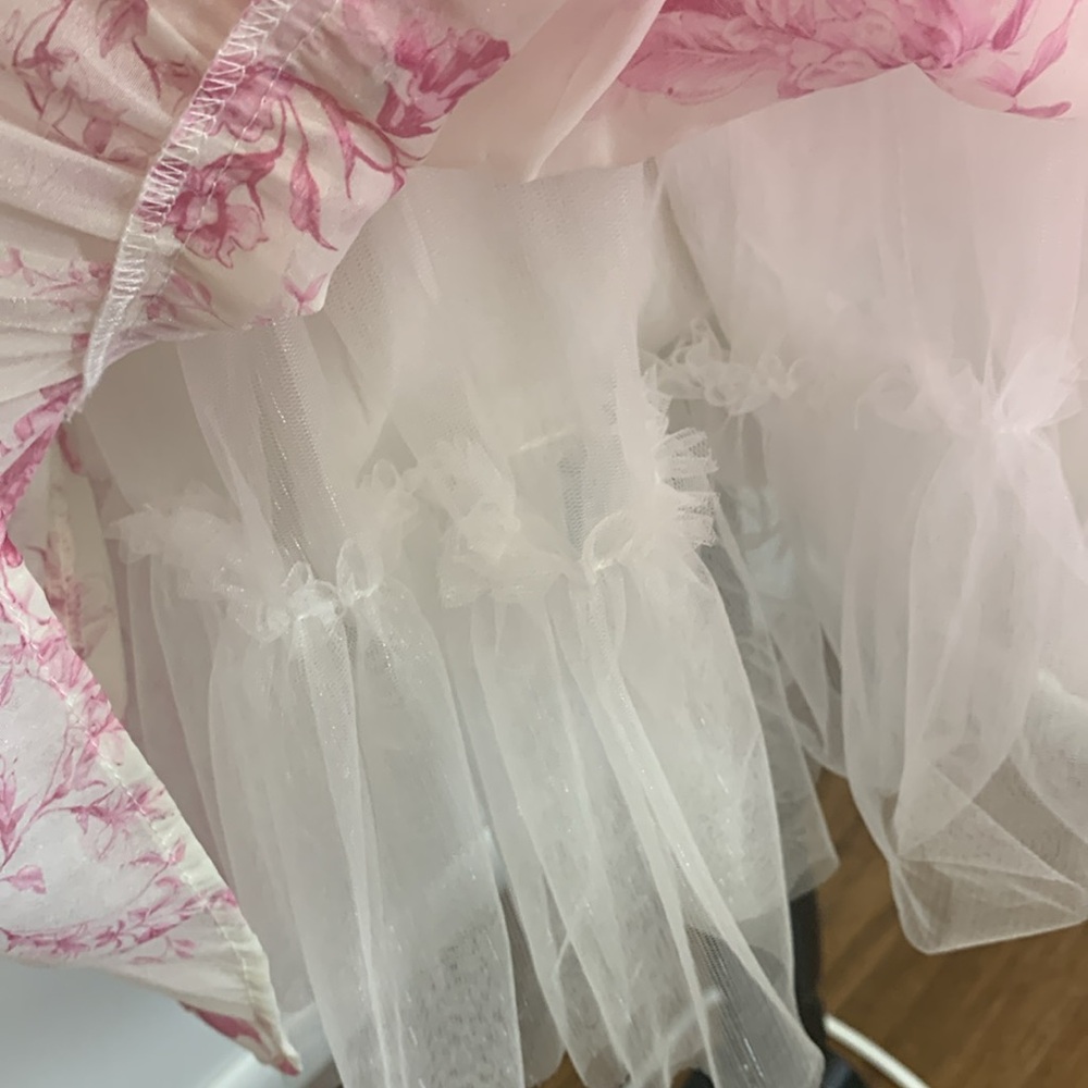 Francesca’s Pink Floral Tie-Shoulder Ruffle Dress – Women’s Small 🌸 - Picture 5 of 7